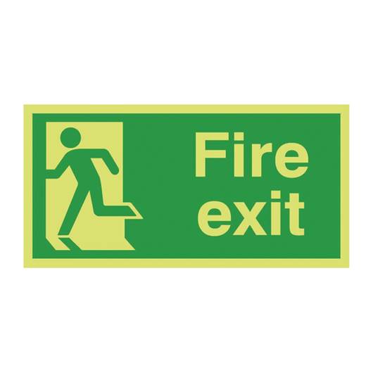 picture of photoluminescent fire exit left man sign